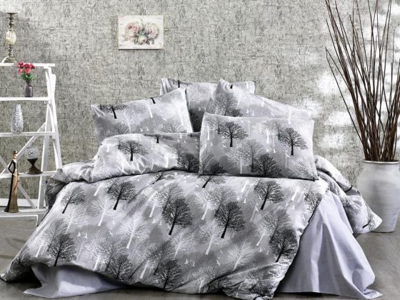 Dowry World Çınar Double Duvet Cover Set Gray