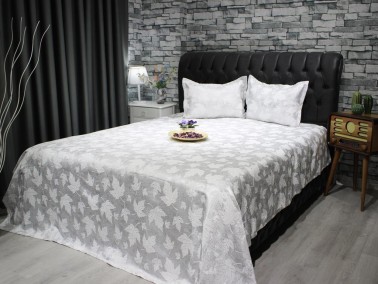 Dowry World Cinar Jacquard Bedspread Silver - Thumbnail