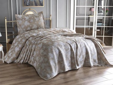 Dowry World Çınar Single Jacquard Bedspread Gold - Thumbnail