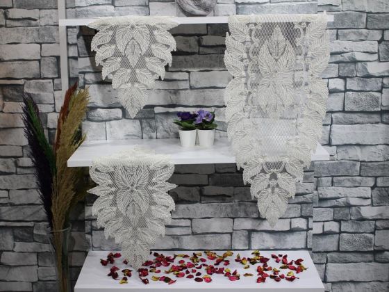Dowry World Çınar Tulle 3-Piece Bedroom Set Cream