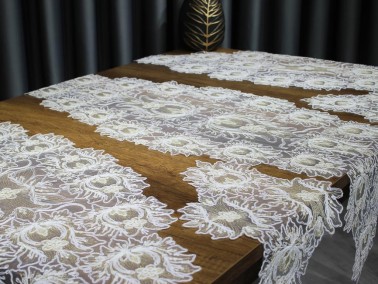Dowry World Cinar Tulle 5 Piece Living Room Set Silver Cappucino - Thumbnail