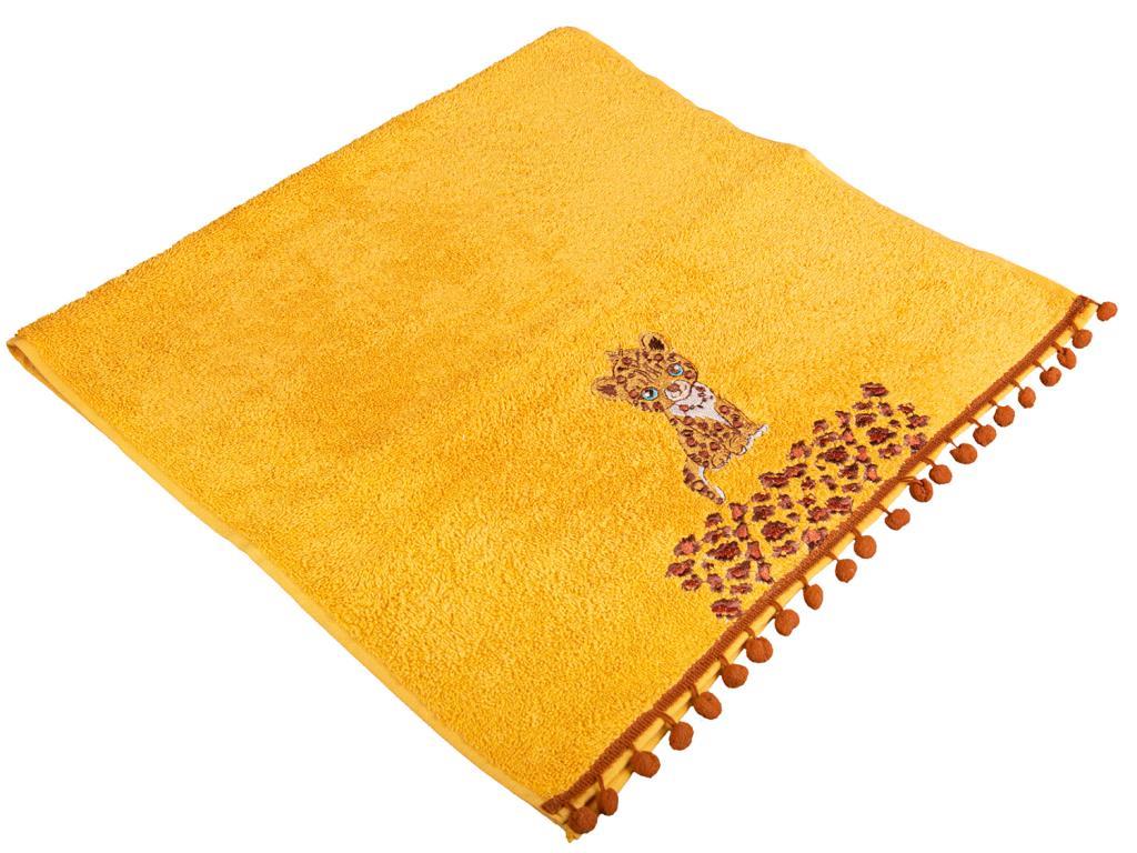 Dowry World Cheetah Hand Face Towel Mustard