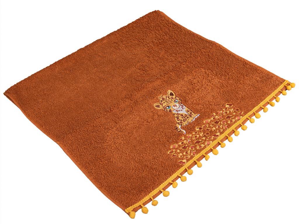 Dowry World Cheetah Hand Face Towel Brown