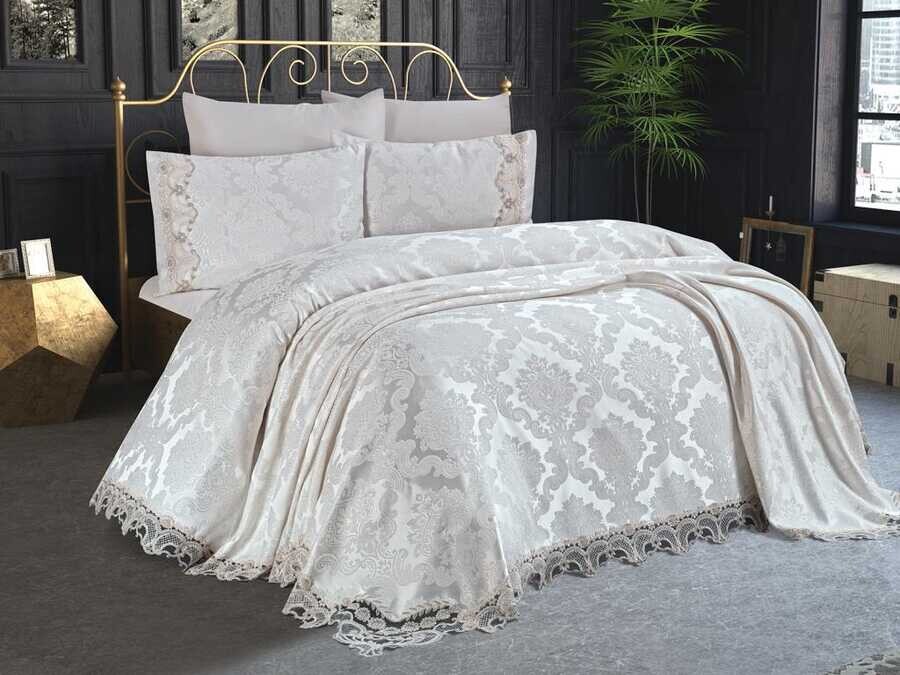 Dowry World Crown Bedspread Cream - Thumbnail