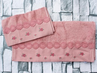 Dowry World Daisy Garden Embroidered 2 Pcs Towel Set Pomegranate Flower - Thumbnail