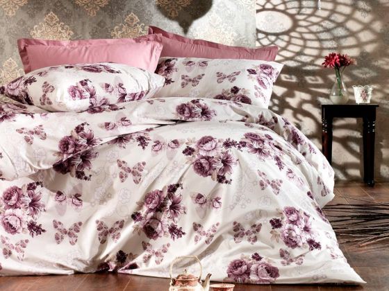 Dowry World Deny Double Duvet Cover Set - Lilac