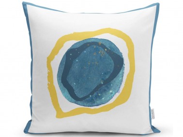 Dowry World Digital Printing Single Audra Pillow Cover Blue Yellow - Thumbnail