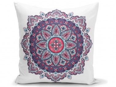 Dowry World Digital Print Single Yolande Throw Pillow Cover Navy Blue - Thumbnail