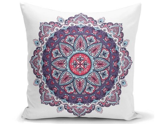 Dowry World Digital Print Single Yolande Throw Pillow Cover Navy Blue