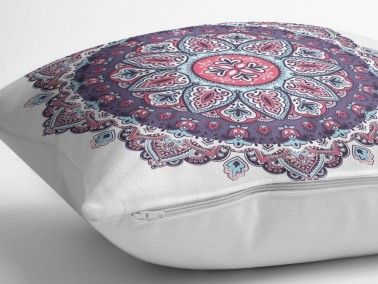 Dowry World Digital Print Single Yolande Throw Pillow Cover Navy Blue - Thumbnail