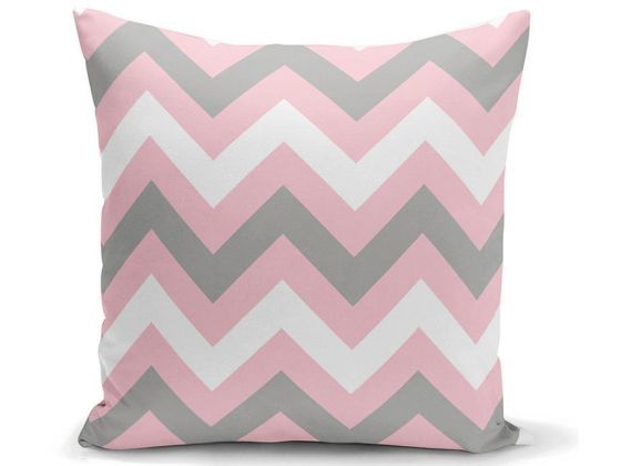 Dowry World Digital Printing Single Zigzag Cushion's Cover - Pink