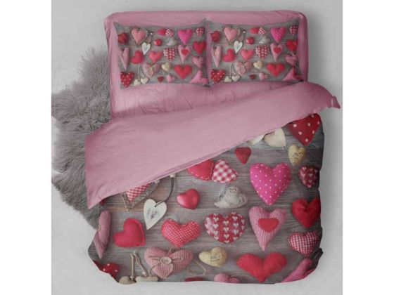 Dowry World Digital Printed 3D Double Duvet Cover Set Heart