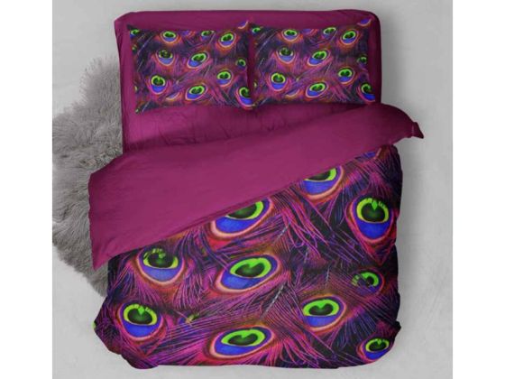 Dowry World Digital Printed 3D Double Duvet Cover Set Peacock