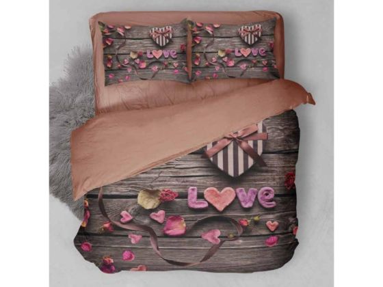 Dowry World Digital Printed 3D Double Duvet Cover Set Wood
