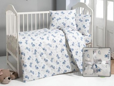 Dowry World Dinosaur Baby Duvet Cover Set Blue White - Thumbnail