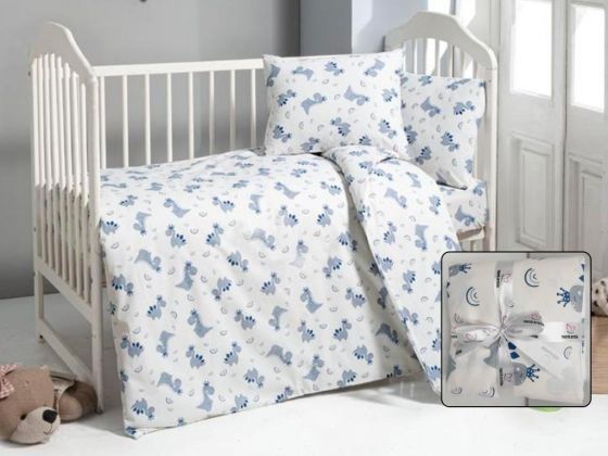 Dowry World Dinosaur Baby Duvet Cover Set Blue White