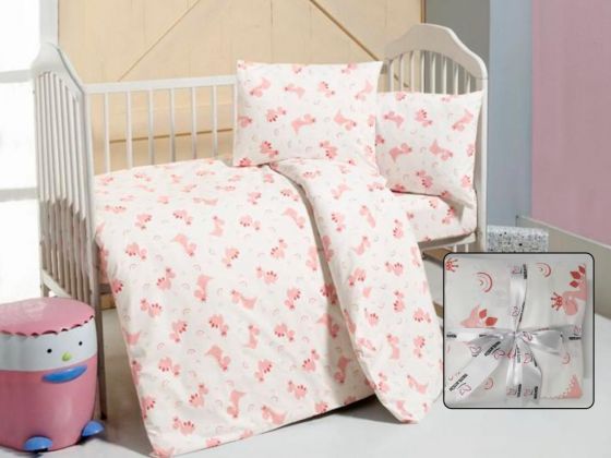 Dowry World Dinosaur Baby Duvet Cover Set Pink White