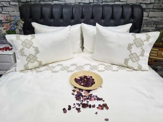 Dowry Land Dior Cotton Satin Duvet Cover Set Cappucino Cappucino