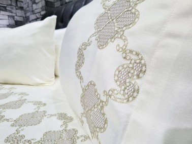 Dowry Land Dior Cotton Satin Duvet Cover Set Cappucino Gold - Thumbnail