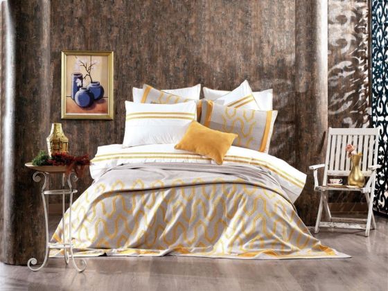 Dowry Land Elenor 10 Pieces Duvet Cover Set Beige Mustard