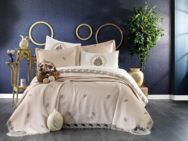 Dowry World - French Guipure Embroidered Alya Bridal Set Cappucino Dowry World - French Guipure Embroidered Alya Bridal Set Cappucino