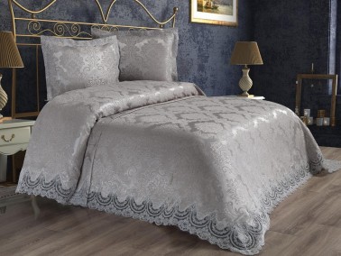 Dowry World - Dowry World Firuze Double Bedspread Gray Dowry World - Dowry World Firuze Double Bedspread Gray