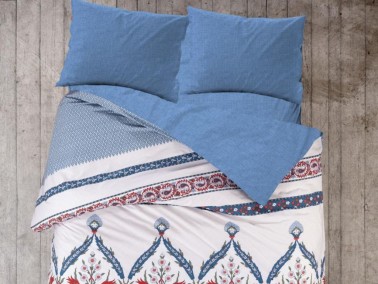 Dowry World Fixe Double Duvet Cover Set Chesminaz Blue - Thumbnail