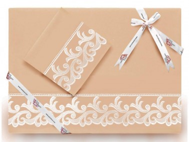 Dowry World - Dowry World French Guipure Belinda Plain Duvet Cover Set Cappucino Dowry World - Dowry World French Guipure Belinda Plain Duvet Cover Set Cappucino