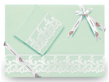 Dowry World - Dowry World French Guipure Belinda Plain Duvet Cover Set Green Dowry World - Dowry World French Guipure Belinda Plain Duvet Cover Set Green