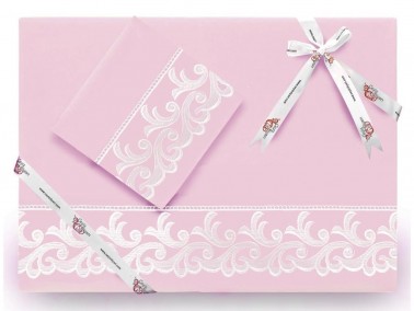 Dowry World - Dowry World French Guipure Belinda Plain Duvet Cover Set Powder Dowry World - Dowry World French Guipure Belinda Plain Duvet Cover Set Powder