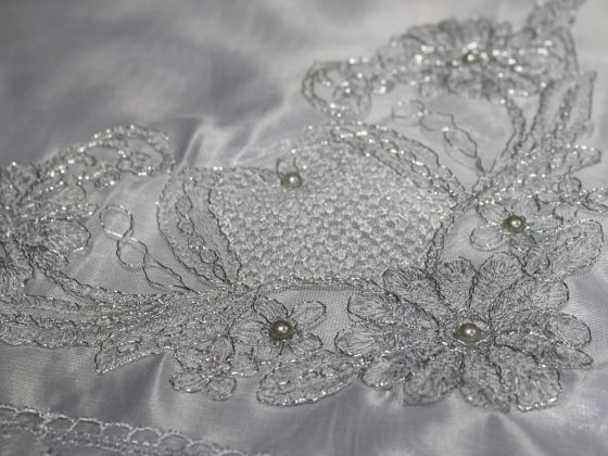 Land of Dowry French Guipure Buse Satin Bundle Silver
