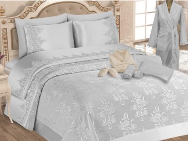 Çeyiz Diyarı - Dowry Land French Guipure Lisa Dowry Pack 15 Pieces - Gray