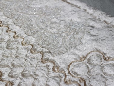 Land of Dowry French Guipure Lisa Velvet Prayer Rug Cappucino - Thumbnail