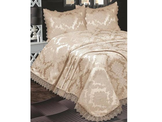 French Guipure Lunox Single Bedspread Cappucino