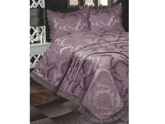 Land of Dowry French Guipure Lunox Bedspread Plum