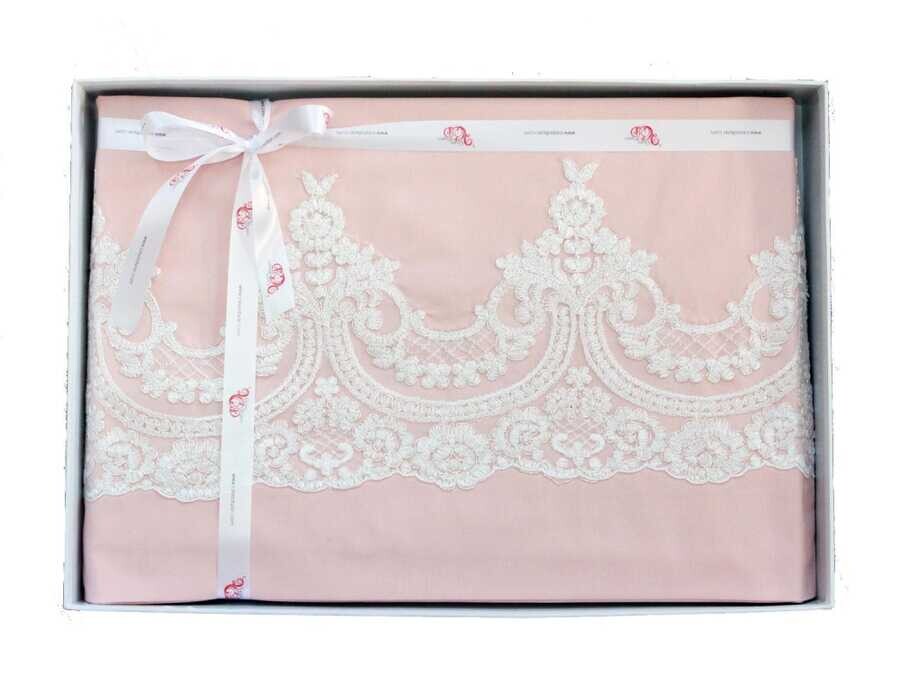 Dowry World - Dowry World French Guipure Mihrimah Duvet Cover Set Powder Dowry World - Dowry World French Guipure Mihrimah Duvet Cover Set Powder