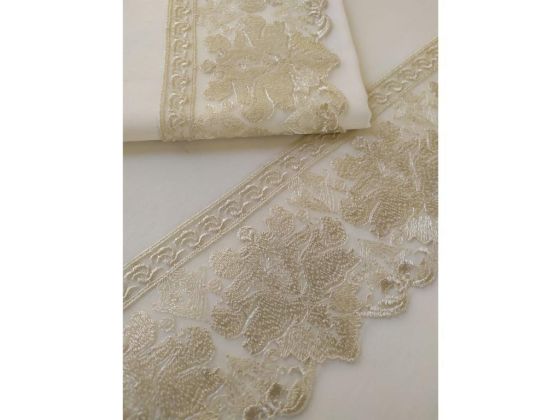 Dowry World French Guipure Saina Duvet Cover Set 6 Pieces Cream Cappucino