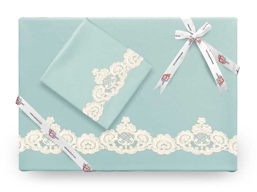 Dowry World - Dowry World French Laced Servella Duvet Cover Set Nile Green Dowry World - Dowry World French Laced Servella Duvet Cover Set Nile Green