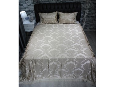 Land of Dowry French Laced Sevda Bedspread Cappucino - Thumbnail