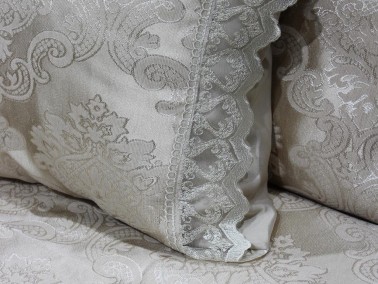 Land of Dowry French Laced Sevda Bedspread Cappucino - Thumbnail