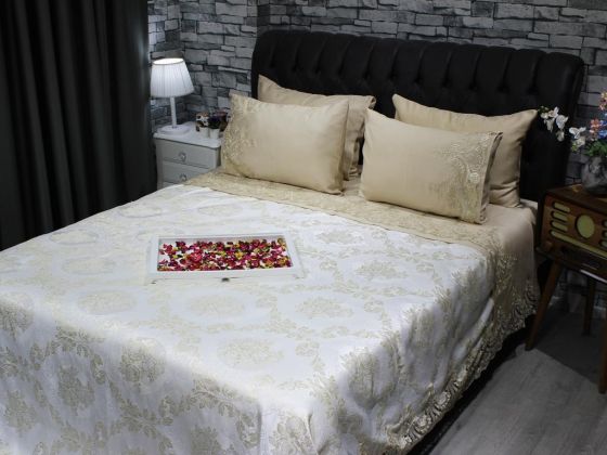 Dowry World French Guipure Sonia Bedspread Cappucino