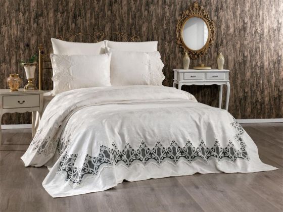 Dowry World French Guipure Stella Bedspread Cream