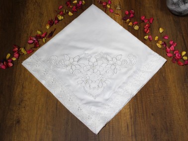 Land of Dowry French Guipure Clover Satin Bundle Cream Silver - Thumbnail
