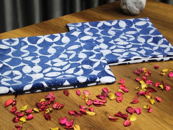 Dowry World Gamze Chenille 2 Pack Cushion Cover Navy Blue