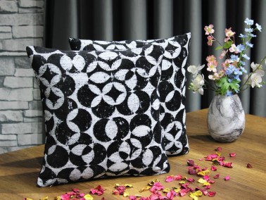 Dowry World Gamze Chenille 2-pack Cushion Cover Black - Thumbnail