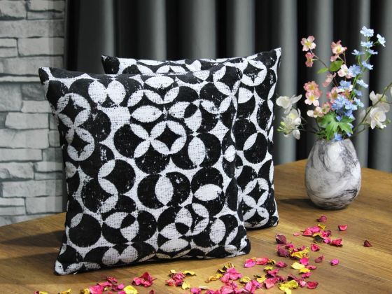 Dowry World Gamze Chenille 2-pack Cushion Cover Black