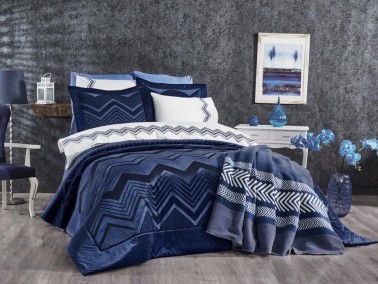 Çeyiz Diyarı - Dowry Land Granada 9 Piece Bed Linen Set Indigo Çeyiz Diyarı - Dowry Land Granada 9 Piece Bed Linen Set Indigo