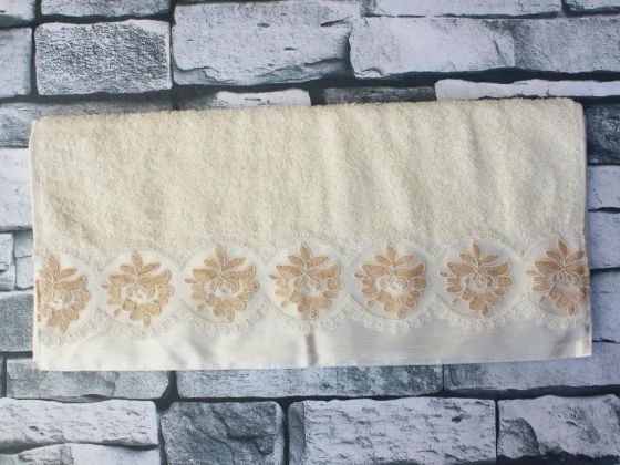 Dowry World Gülin Embroidered Dowry Towel Cream