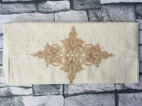 Dowry World Gülsena Embroidered Dowry Towel Cream