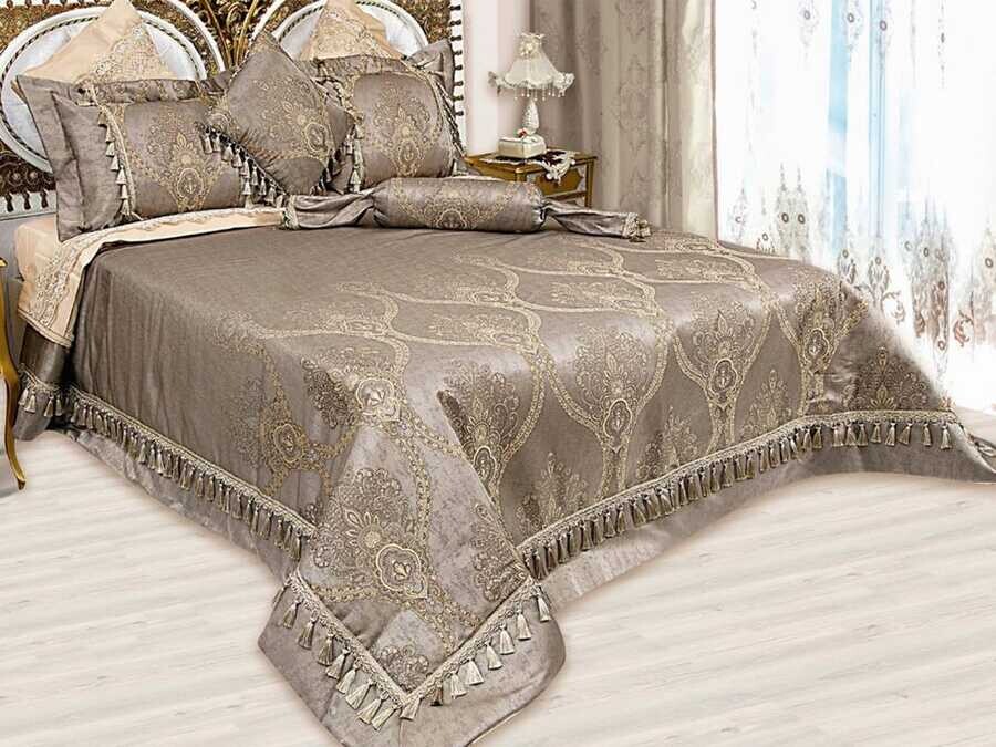 Dowry World - Dowry Land Harem Jacquard Double Bedspread Set Gray Dowry World - Dowry Land Harem Jacquard Double Bedspread Set Gray